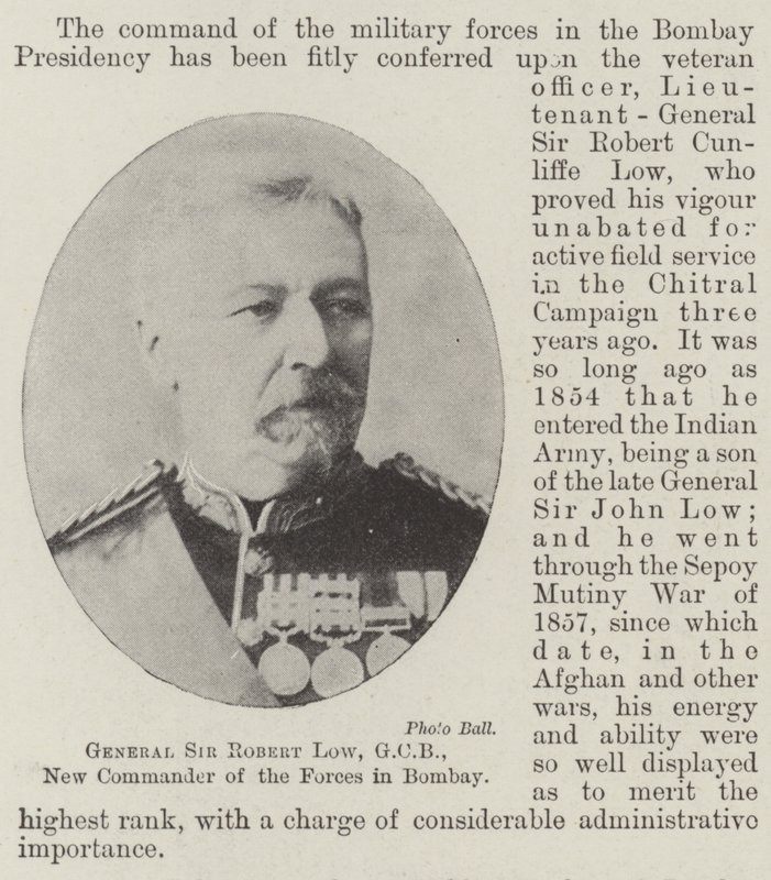 Général Sir Robert Low, GCB, nouveau commandant des forces à Bombay - English Photographer