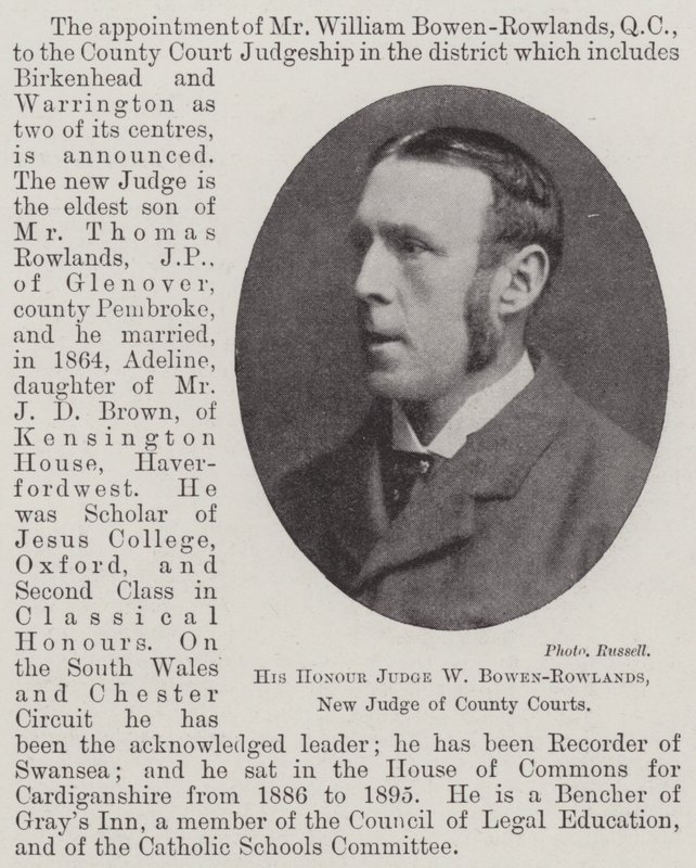 Son Honneur le juge W Bowen-Rowlands, nouveau juge des tribunaux de comté - English Photographer