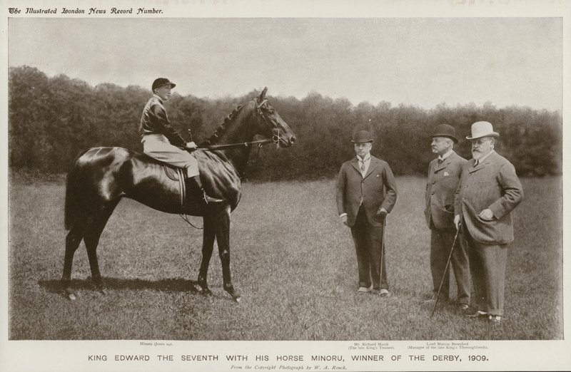 Roi Édouard VII avec son cheval, Minoru, vainqueur du Derby - English Photographer