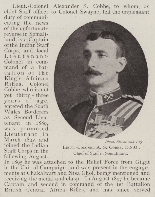 Lieutenant-colonel A S Cobbe, DSO, chef d