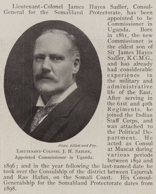 Lieutenant-colonel J H Sadler, nommé commissaire en Ouganda - English Photographer