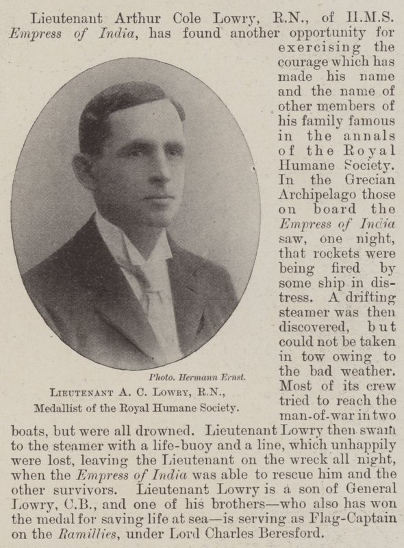 Lieutenant A C Lowry, RN, médaillé de la Royal Humane Society - English Photographer