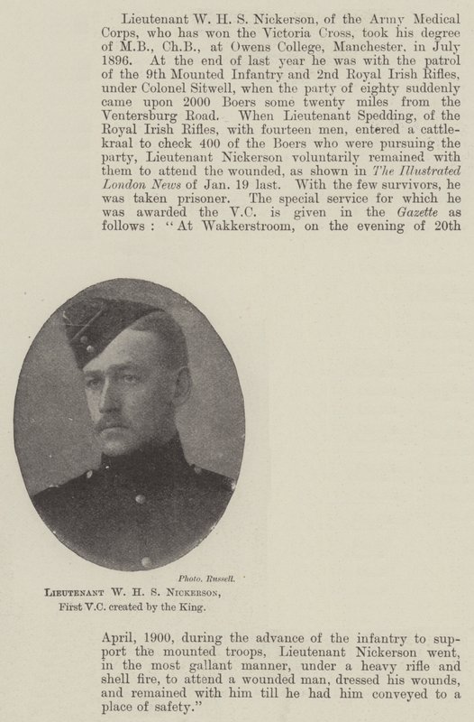 Lieutenant W H S Nickerson, première VC créée par le roi - English Photographer