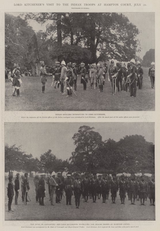 La visite de Lord Kitchener aux troupes indiennes à Hampton Court, 22 juillet - English Photographer