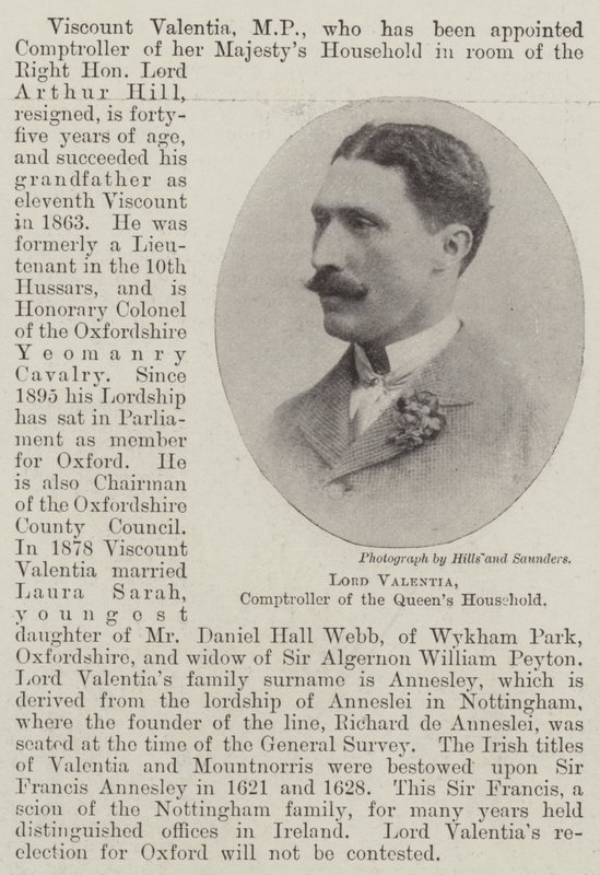 Lord Valentia, contrôleur de la maison de la reine - English Photographer