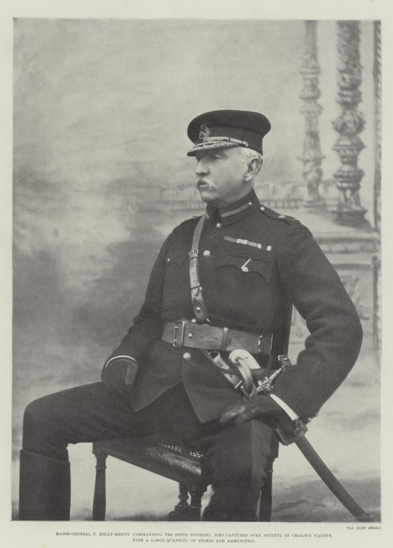 Major-général T Kelly-Kenny (commandant la sixième division), qui a capturé plus de soixante-dix wagons de Cronje, avec une grande quantité de provisions et de munitions - English Photographer