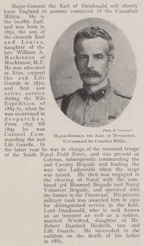 Major-général le comte de Dundonald, commandant la milice canadienne - English Photographer
