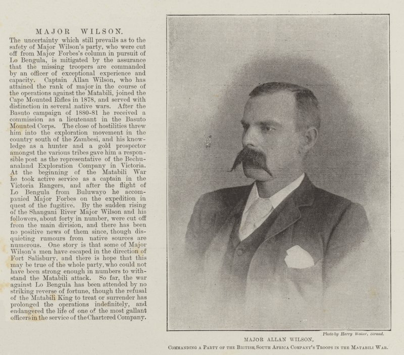 Major Allan Wilson, commandant une Partie des Troupes de la British South Africa Company dans la Guerre de Matabili - English Photographer