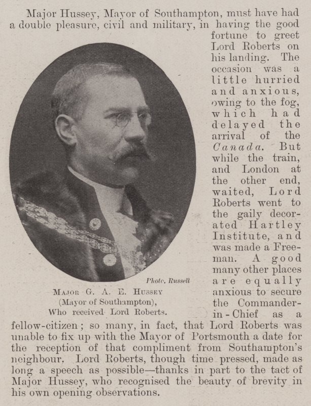 Major G A E Hussey (Maire de Southampton), qui a reçu Lord Roberts - English Photographer