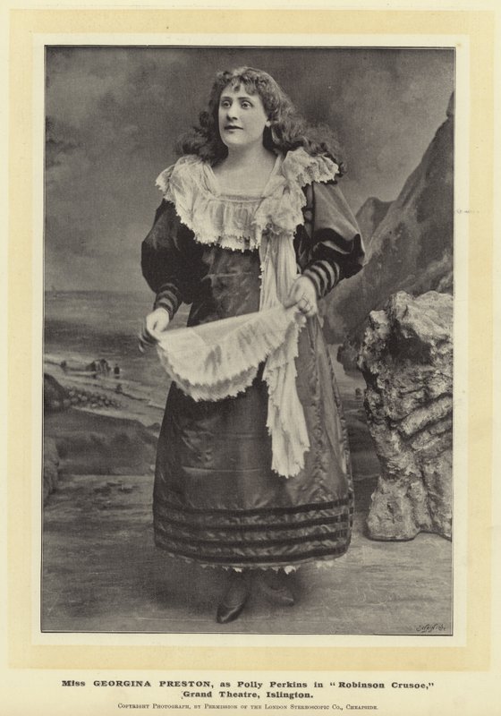 Miss Georgina Preston, en Polly Perkins dans Robinson Crusoé, Grand Théâtre, Islington - English Photographer