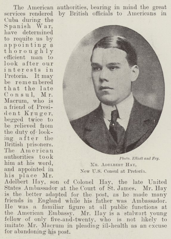 M. Adelbert Hay, nouveau consul américain à Pretoria - English Photographer