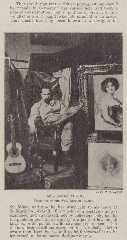 M. Emile Fuchs, concepteur des nouveaux timbres britanniques - English Photographer