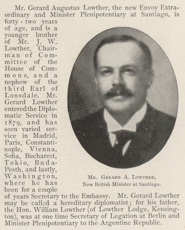 M. Gerard A. Lowther, nouveau ministre britannique à Santiago - English Photographer