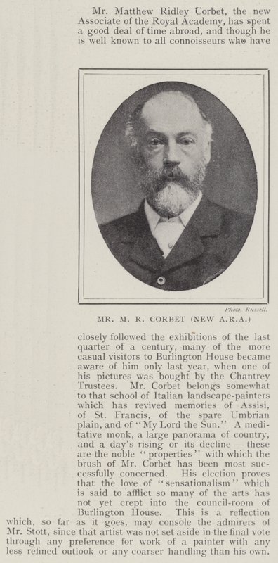 M. M R Corbet, nouveau ARA - English Photographer