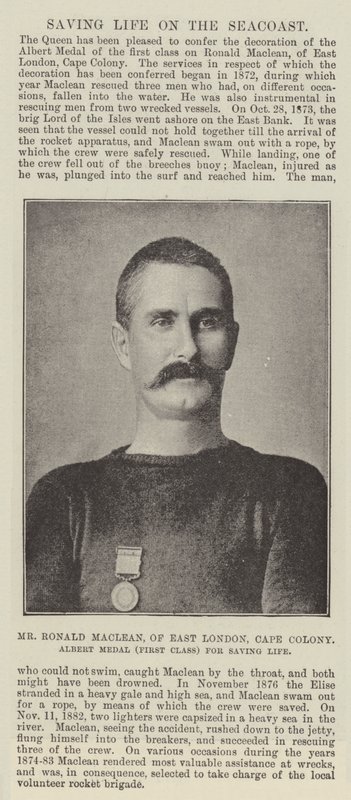 M. Ronald Maclean, de East London, Cap-Oriental, médaille Albert (première classe) pour avoir sauvé des vies - English Photographer