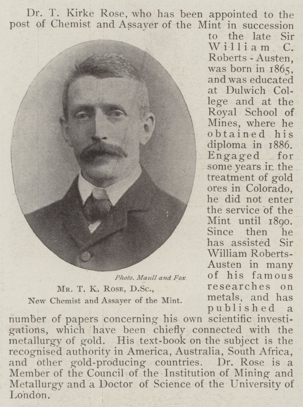 M. T K Rose, DSc, nouveau chimiste et essayeur de la Monnaie - English Photographer