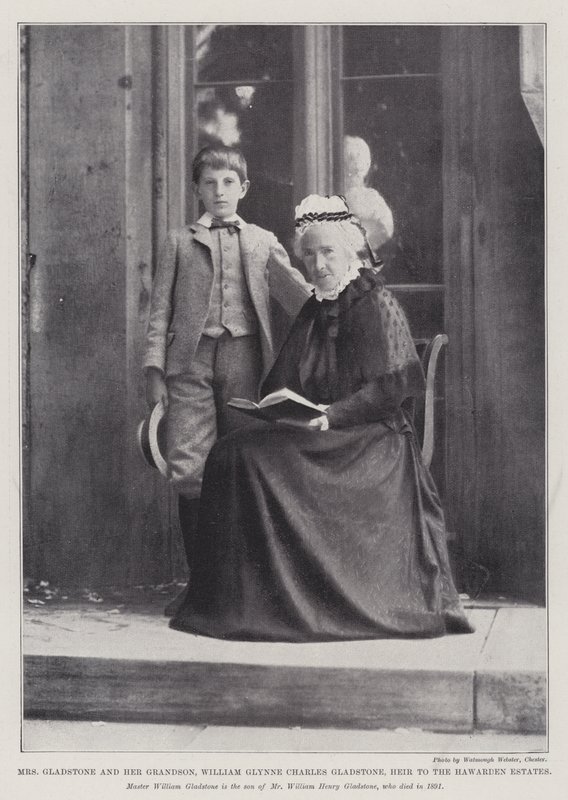 Mme Gladstone et son petit-fils, William Glynne Charles Gladstone, héritier des domaines de Hawarden - English Photographer
