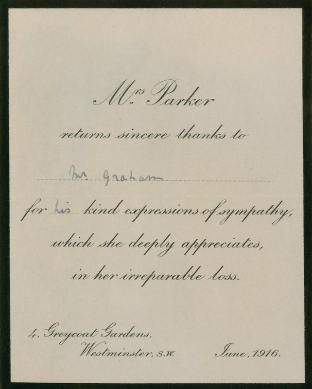 Mme Parker remercie sincèrement M. Graham - English Photographer
