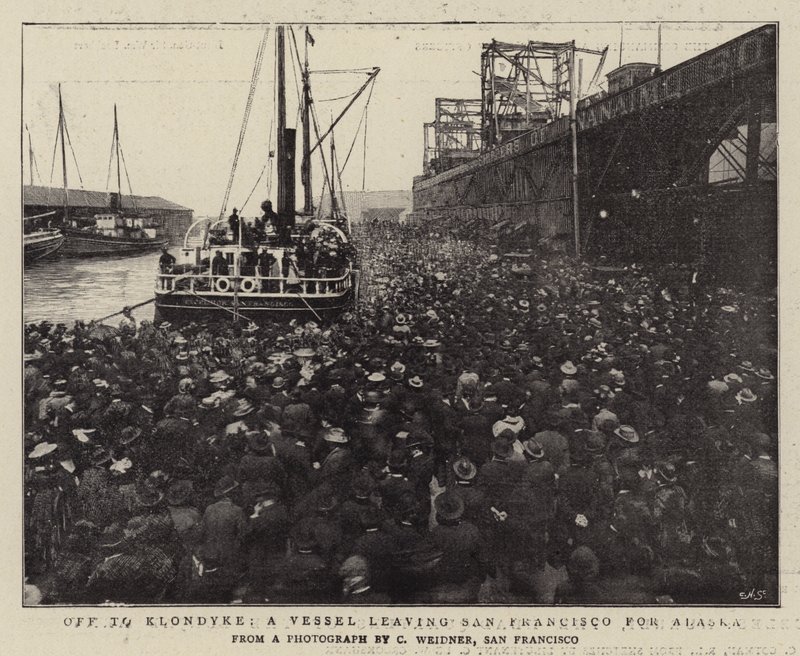 En route pour Klondyke, un navire quittant San Francisco pour l