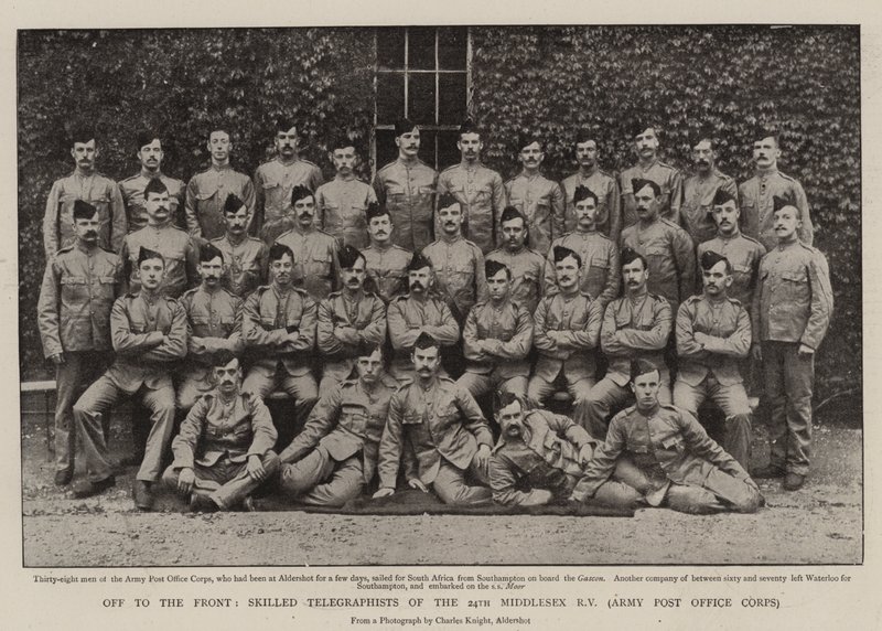En route pour le front, télégraphistes qualifiés des 24e volontaires de fusiliers du Middlesex, corps de la poste militaire - English Photographer