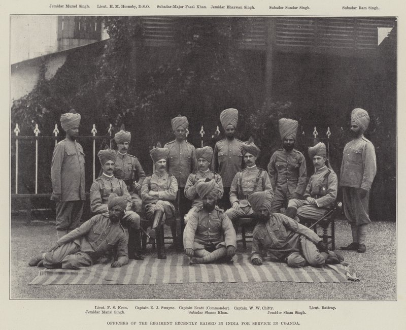 Officiers du régiment récemment levé en Inde pour le service en Ouganda - English Photographer