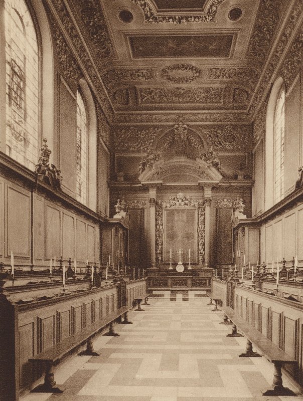 Oxford : Trinity College, intérieur de la chapelle, vue vers l
