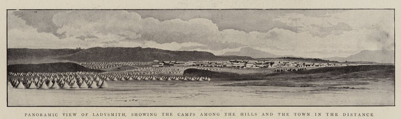 Vue panoramique de Ladysmith, montrant les camps parmi les collines et la ville au loin - English Photographer