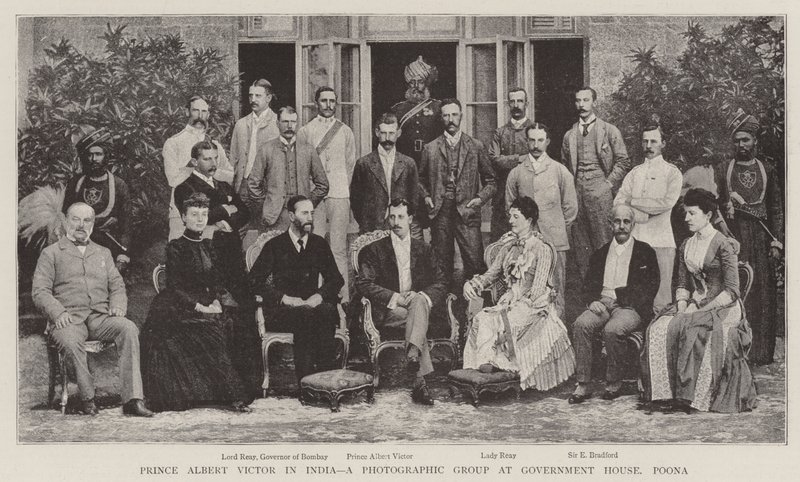 Le prince Albert Victor en Inde, un groupe photographique à la maison du gouvernement, Poona - English Photographer