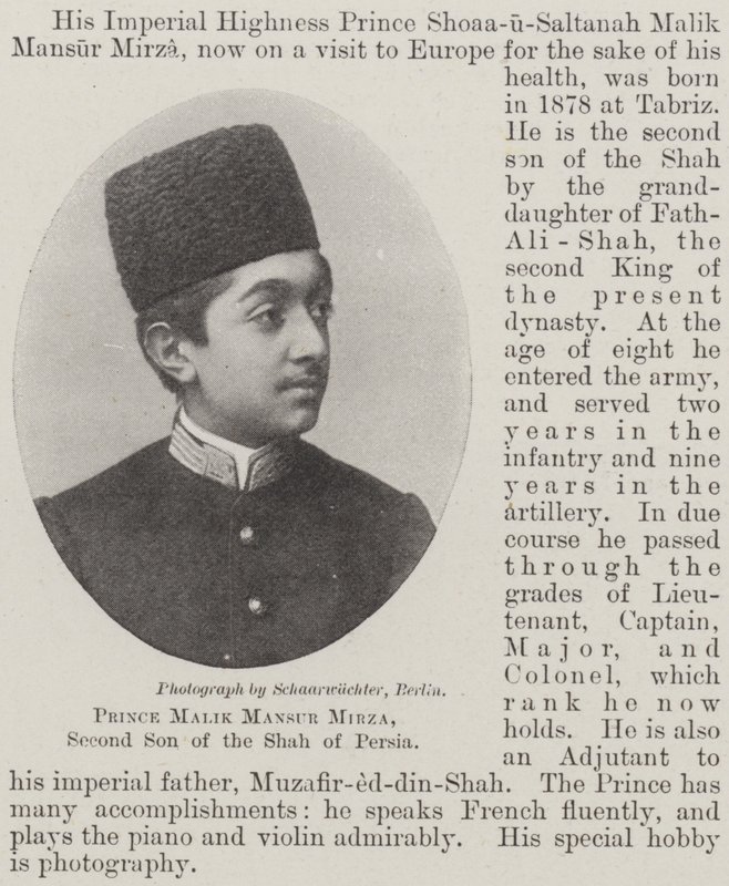 Prince Malik Mansur Mirza, deuxième fils du Shah de Perse - English Photographer