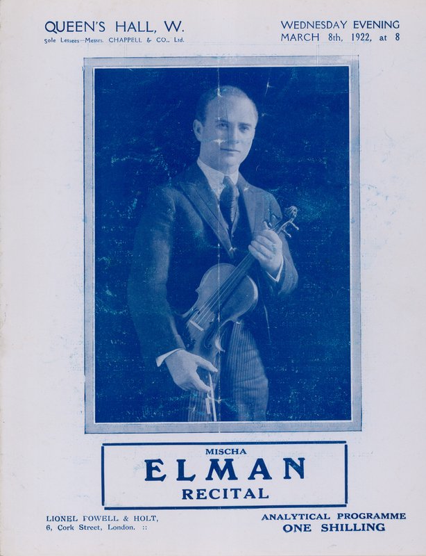 Programme du récital de Mischa Elman, Queen