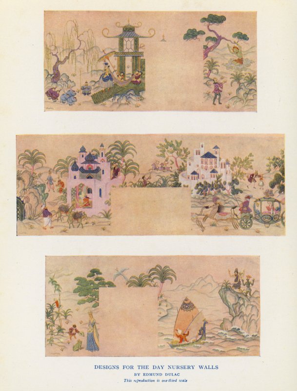 Maison de poupées de la reine Mary : Conceptions pour les murs de la salle de jeux - English Photographer