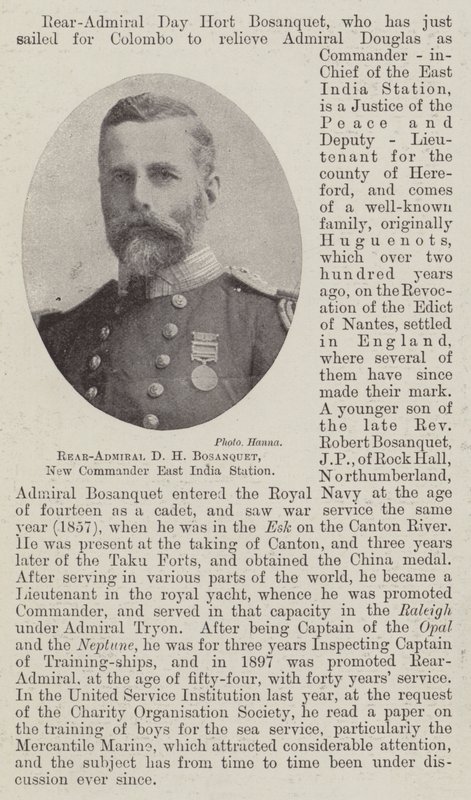 Contre-amiral D. H. Bosanquet, nouveau commandant de la station des Indes orientales - English Photographer