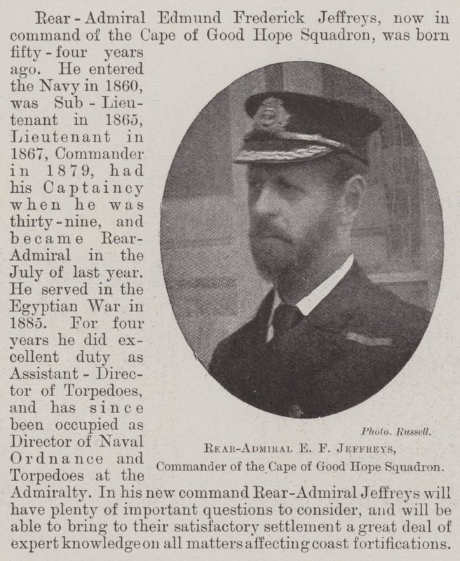 Contre-amiral E F Jeffreys, commandant de l
