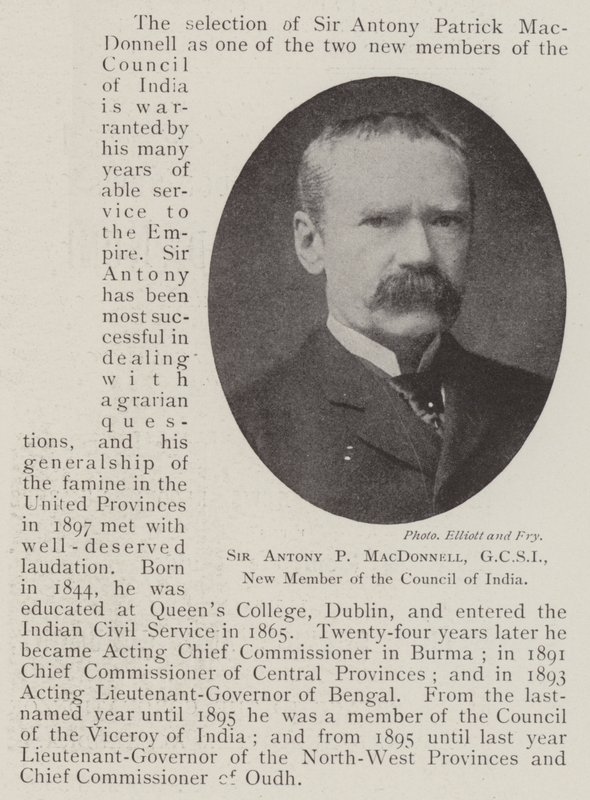 Sir Antony P MacDonnell, GCSI, nouveau membre du Conseil de l