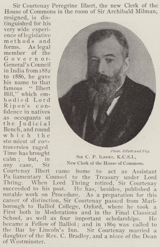 Sir C P Ilbert, KCSI, nouveau greffier de la Chambre des communes - English Photographer