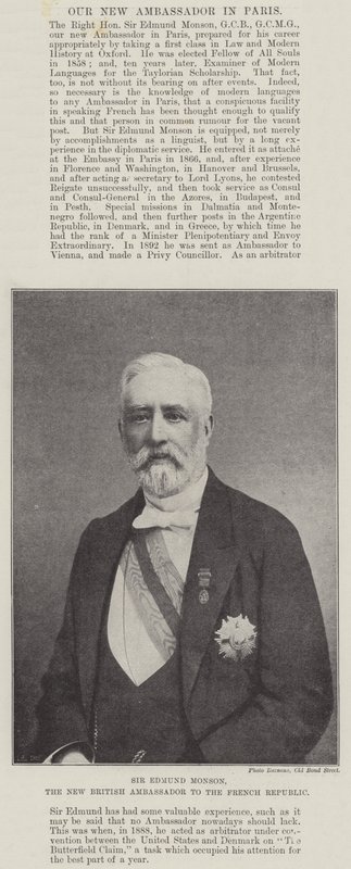 Sir Edmund Monson, le nouvel ambassadeur britannique auprès de la République française - English Photographer