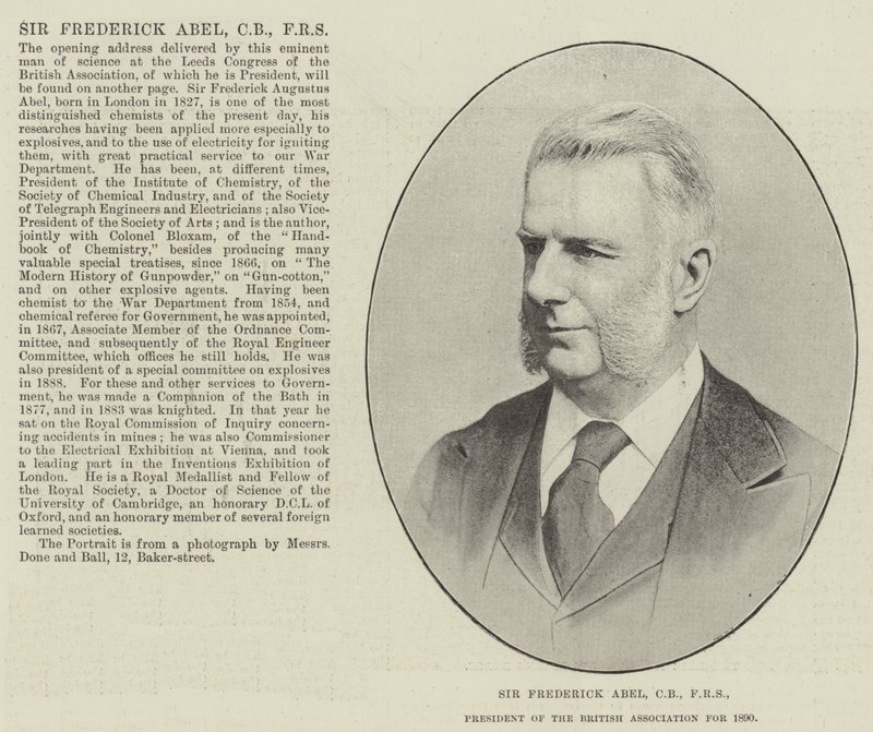 Sir Frederick Abel, CB, FRS, président de l
