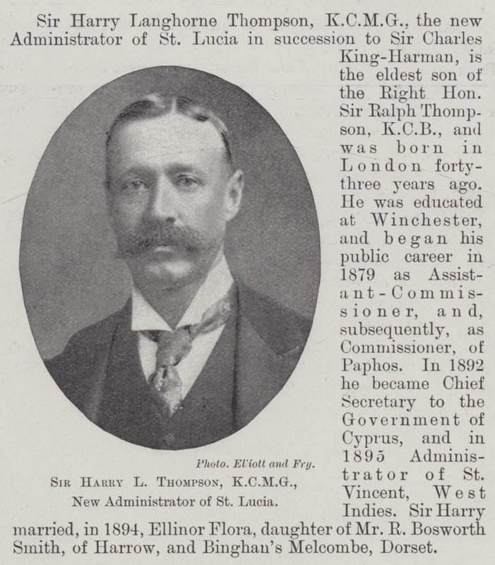 Sir Harry L Thompson, KCMG, nouvel administrateur de Sainte-Lucie - English Photographer