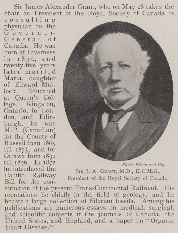 Sir J. A. Grant, MD, KCMG, président de la Société royale du Canada - English Photographer