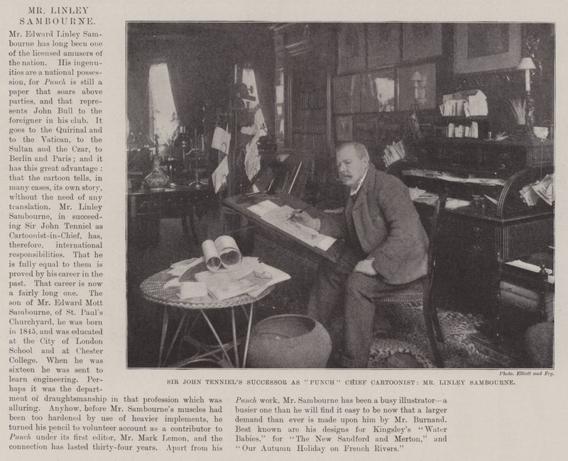 Successeur de Sir John Tenniel comme Dessinateur en Chef de Punch, M. Linley Sambourne - English Photographer