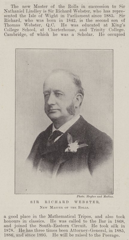 Sir Richard Webster, nouveau Maître des Rôles - English Photographer
