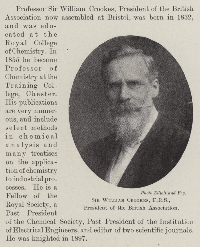 Sir William Crookes, FRS, président de l