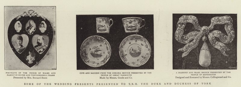 Quelques-uns des cadeaux de mariage présentés à TRH le duc et la duchesse d