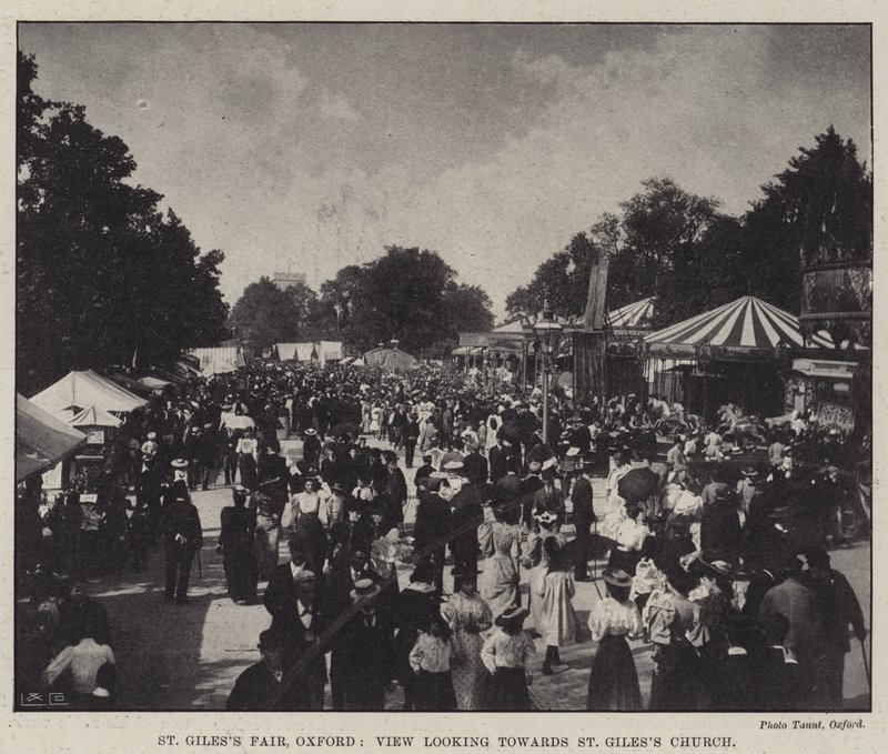 Foire de St Giles, Oxford, vue vers l