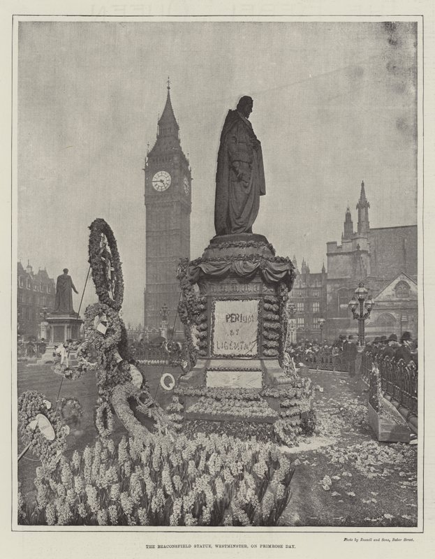 La statue de Beaconsfield, Westminster, le jour de la Primevère - English Photographer