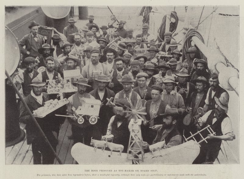 Le prisonnier boer comme fabricant de jouets à bord du navire - English Photographer