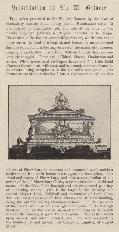 Le coffret présenté à Sir William Gatacre par la ville de Shrewsbury - English Photographer