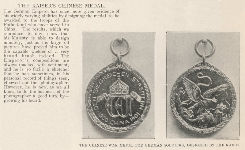 La médaille de guerre chinoise pour les soldats allemands, conçue par le Kaiser - English Photographer
