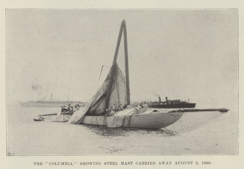 Le Columbia, montrant le mât en acier emporté le 2 août 1899 - English Photographer