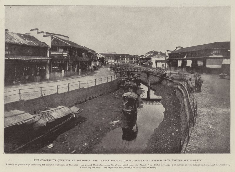 La question de la concession à Shanghai, le ruisseau Yang-King-Pang, séparant les colonies françaises des colonies britanniques - English Photographer